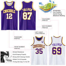 Load image into Gallery viewer, Custom Purple White-Gold Reversible Double Side Sublimation Basketball Suit Jersey