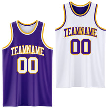 Load image into Gallery viewer, Custom Purple White-Gold Reversible Double Side Sublimation Basketball Suit Jersey