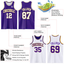 Load image into Gallery viewer, Custom Purple White-Old Gold Reversible Double Side Sublimation Basketball Suit Jersey