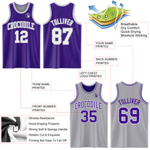 Load image into Gallery viewer, Custom Purple White-Gray Reversible Double Side Sublimation Basketball Suit Jersey