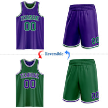 Load image into Gallery viewer, Custom Purple Kelly Green-White Reversible Double Side Sublimation Basketball Suit Jersey