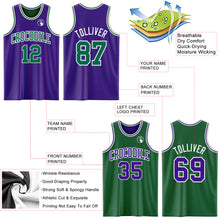 Load image into Gallery viewer, Custom Purple Kelly Green-White Reversible Double Side Sublimation Basketball Suit Jersey