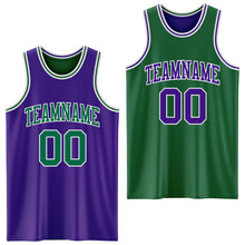 Load image into Gallery viewer, Custom Purple Kelly Green-White Reversible Double Side Sublimation Basketball Suit Jersey