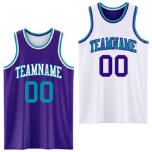 Load image into Gallery viewer, Custom Purple Teal-White Reversible Double Side Sublimation Basketball Suit Jersey