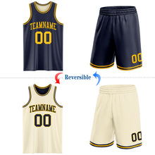 Load image into Gallery viewer, Custom Reversible Navy Gold Double Side Sublimation Basketball Suit Jersey