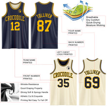 Load image into Gallery viewer, Custom Reversible Navy Gold Double Side Sublimation Basketball Suit Jersey