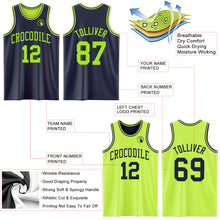Load image into Gallery viewer, Custom Reversible Navy Neon Green Double Side Sublimation Basketball Suit Jersey