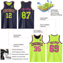 Load image into Gallery viewer, Custom Reversible Navy Neon Green-Pink Double Side Sublimation Basketball Suit Jersey