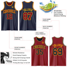 Load image into Gallery viewer, Custom Reversible Navy Maroon-Gold Double Side Sublimation Basketball Suit Jersey