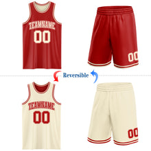 Load image into Gallery viewer, Custom Reversible Red Cream Double Side Sublimation Basketball Suit Jersey