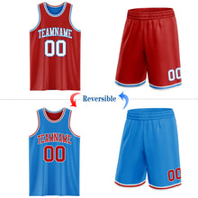 Load image into Gallery viewer, Custom Reversible Red White-Powder Blue Double Side Sublimation Basketball Suit Jersey