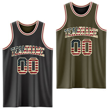 Load image into Gallery viewer, Custom Reversible Black Vintage USA Flag Cream-Maroon Double Side Sublimation Basketball Suit Jersey
