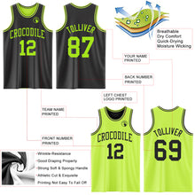 Load image into Gallery viewer, Custom Reversible Black Neon Green Double Side Sublimation Basketball Suit Jersey