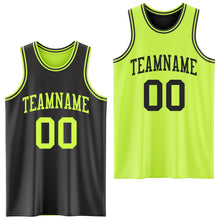 Load image into Gallery viewer, Custom Reversible Black Neon Green Double Side Sublimation Basketball Suit Jersey