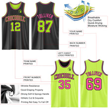 Load image into Gallery viewer, Custom Reversible Black Neon Green-Pink Double Side Sublimation Basketball Suit Jersey