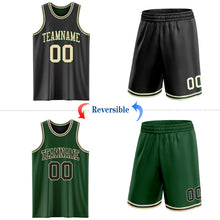 Load image into Gallery viewer, Custom Reversible Black Cream-Green Double Side Sublimation Basketball Suit Jersey