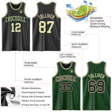 Load image into Gallery viewer, Custom Reversible Black Cream-Green Double Side Sublimation Basketball Suit Jersey