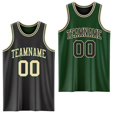 Load image into Gallery viewer, Custom Reversible Black Cream-Green Double Side Sublimation Basketball Suit Jersey