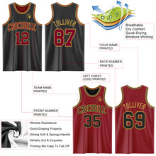 Load image into Gallery viewer, Custom Reversible Black Maroon-Old Gold Double Side Sublimation Basketball Suit Jersey