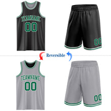 Load image into Gallery viewer, Custom Reversible Black Kelly Green-White Double Side Sublimation Basketball Suit Jersey