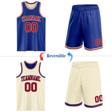 Load image into Gallery viewer, Custom Reversible Royal Red-Cream Double Side Sublimation Basketball Suit Jersey