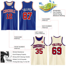 Load image into Gallery viewer, Custom Reversible Royal Red-Cream Double Side Sublimation Basketball Suit Jersey