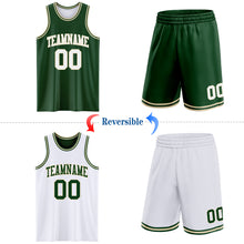 Load image into Gallery viewer, Custom Reversible Green White-Cream Double Side Sublimation Basketball Suit Jersey