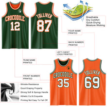 Load image into Gallery viewer, Custom Reversible Green White-Orange Double Side Sublimation Basketball Suit Jersey