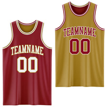 Load image into Gallery viewer, Custom Reversible Maroon White-Old Gold Double Side Sublimation Basketball Suit Jersey
