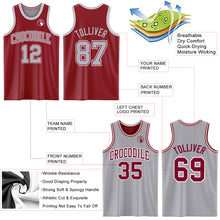 Load image into Gallery viewer, Custom Reversible Maroon Gray-White Double Side Sublimation Basketball Suit Jersey