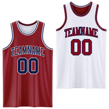 Load image into Gallery viewer, Custom Reversible Maroon Navy-White Double Side Sublimation Basketball Suit Jersey