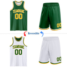 Load image into Gallery viewer, Custom Reversible Kelly Green Gold-White Double Side Sublimation Basketball Suit Jersey