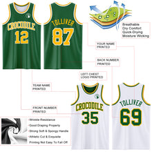 Load image into Gallery viewer, Custom Reversible Kelly Green Gold-White Double Side Sublimation Basketball Suit Jersey