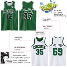 Load image into Gallery viewer, Custom Reversible Kelly Green Black-White Double Side Sublimation Basketball Suit Jersey