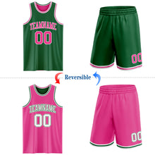 Load image into Gallery viewer, Custom Reversible Kelly Green Pink-White Double Side Sublimation Basketball Suit Jersey