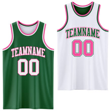 Load image into Gallery viewer, Custom Reversible Kelly Green White-Pink Double Side Sublimation Basketball Suit Jersey