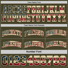 Load image into Gallery viewer, Custom Reversible Olive Vintage USA Flag Cream-Red Double Side Salute To Service Sublimation Basketball Suit Jersey