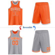 Load image into Gallery viewer, Custom Reversible Orange White-Gray Double Side Sublimation Basketball Suit Jersey
