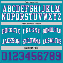Load image into Gallery viewer, Custom Reversible Teal Purple-White Double Side Sublimation Basketball Suit Jersey