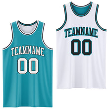 Load image into Gallery viewer, Custom Reversible Teal White-Black Double Side Sublimation Basketball Suit Jersey