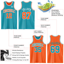Load image into Gallery viewer, Custom Reversible Teal Orange-White Double Side Sublimation Basketball Suit Jersey