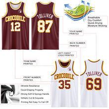 Load image into Gallery viewer, Custom Reversible Burgundy White-Gold Double Side Sublimation Basketball Suit Jersey