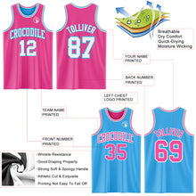 Load image into Gallery viewer, Custom Reversible Pink White-Sky Blue Double Side Sublimation Basketball Suit Jersey