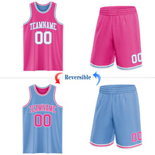 Load image into Gallery viewer, Custom Reversible Pink White-Light Blue Double Side Sublimation Basketball Suit Jersey