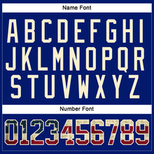 Load image into Gallery viewer, Custom Royal Vintage USA Flag Black-Cream Hockey Lace Neck Jersey