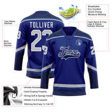 Load image into Gallery viewer, Custom Royal Gray-Navy Hockey Lace Neck Jersey