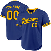 Load image into Gallery viewer, Custom Royal Gold-Black Authentic Throwback Baseball Jersey