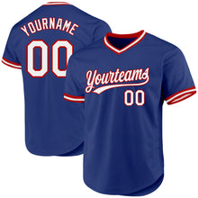 Load image into Gallery viewer, Custom Royal White-Red Authentic Throwback Baseball Jersey