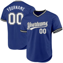Load image into Gallery viewer, Custom Royal Black-Gray Authentic Throwback Baseball Jersey