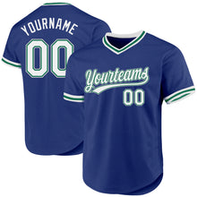 Load image into Gallery viewer, Custom Royal Kelly Green-Gray Authentic Throwback Baseball Jersey